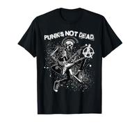 Punk's Not Dead Vintage Punk Squelette Jouant de la Musique de Guitare T-Shirt