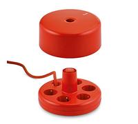 Punkt. ES01 Multiprise Ronde avec 5 Prises et câble d'extension en Textile 3 m pour Bureau et Maison, Prise Type J (Suisse) - Rouge