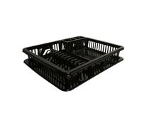 Punkto. Égouttoir à vaisselle Elite - 3 couleurs - 46x38x9 cm - Résistant au lave-vaisselle - Sans BPA - Porte-vaisselle en plastique avec bac d’égouttement - Blanc, gris, noir (Noir)