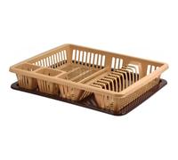 punkto. Égouttoir de luxe pour vaisselle - 3 couleurs - 46x38x9 cm - Résistant au lave-vaisselle - Sans BPA - Porte-vaisselle en plastique avec bac d’égouttement - Blanc, gris, noir (beige/brun)