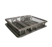 punkto. Elite Égouttoir à vaisselle - 3 couleurs - 46 x 38 x 9 cm - passe au lave-vaisselle - sans BPA - porte-vaisselle en plastique avec bac d'égouttement - blanc, gris, noir (gris)