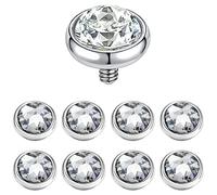 PunkTracker 14G Embouts d'ancre dermique micro en zircone cubique en acier chirurgical pour piercing dermique de surface Kit de piercing dermique pour la peau, 2.5mm, 3mm, 4mm, Métal