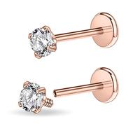PunkTracker 16g/18g Bijoux de piercing en acier chirurgical avec filetage interne en oxyde de zirconium pour tragus/nez/hélix/conque/méduse/lèvre/labret - Boucle d'oreille en cartilage hélix tragus