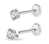 PunkTracker 16g/18g Bijoux de piercing en acier chirurgical avec filetage interne en oxyde de zirconium pour tragus/nez/hélix/conque/méduse/lèvre/labret - Boucle d'oreille en cartilage hélix tragus