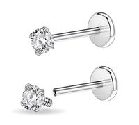 PunkTracker 16g/18g Bijoux de piercing en acier chirurgical avec filetage interne en oxyde de zirconium pour tragus/nez/hélix/conque/méduse/lèvre/labret - Boucle d'oreille en cartilage hélix tragus