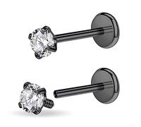 PunkTracker 16g/18g Bijoux de piercing en acier chirurgical avec filetage interne en oxyde de zirconium pour tragus/nez/hélix/conque/méduse/lèvre/labret - Boucle d'oreille en cartilage hélix tragus