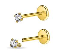 PunkTracker 16g/18g Bijoux de piercing en acier chirurgical avec filetage interne en oxyde de zirconium pour tragus/nez/hélix/conque/méduse/lèvre/labret - Boucle d'oreille en cartilage hélix tragus