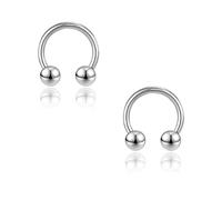 PunkTracker 2 pièces Anneaux de septum Anneaux de mamelon en acier chirurgical 316L Fer à cheval barre de piercing circulaire 00G 0G 2G 4G 6G 8G 10G 12G 14G 16G Piercing pour oreille Bijoux de septum