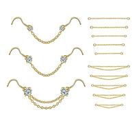 PunkTracker Piercing de nez 20 g 2 mm 2,5 mm 3 mm CZ avec chaîne en acier chirurgical pour homme et femme, Acier inoxydable, Zircon cubique