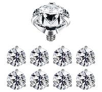 PunkTracker Tops d'ancrage micro dermal 14G Zircon cubique Acier chirurgical Bijoux piercing dermal Surface peau Kit piercing dermal, 2.5/3/4 mm, Acier inoxydable