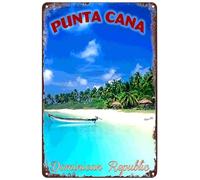 Punta Cana - Plaque en métal - Motif République dominicaine - Décoration murale pour maison, bar, club, hôtel, salon, salle de bain - 20,3 x 30,5 cm