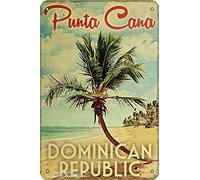 Punta Cana République dominicaine rétro - 20,3 x 30,5 cm - Décoration murale pour la maison, la cuisine, la salle de bain, la ferme, le jardin, le garage - Citations inspirantes