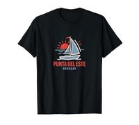 Punta Del Este Uruguay Voilier Coucher de Soleil T-Shirt Graphique avec Valeur, Homme, Noir, S