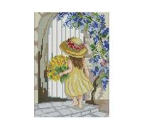 Punto De Cruz Kits Estampado La Gama Completa De Bordado De Kits Para Principiantes Diy 11ct La Chica Enviar Flores