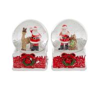 PuntoCasaStore 1 ampoule verre personnage de Noël résine décoration de Noël 2025 maison décoration thème fêtes cadeau tradition (Père Noël diam.6,5x8cm - (1 TRAI 2 modèles))