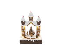 PuntoCasaStore Boîte à musique maison de gingembre en résine avec 8 mélodies, 22 x 13 x h.27 cm, décoration de Noël, idée cadeau de Noël, 2025, maison, bureau, décoration musicale festive
