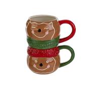 PuntoCasaStore Lot de 2 tasses pour petit homme en céramique, 13 x 9,5 x h.16 cm, décoration de Noël, accessoire de cuisine, cadeau de Noël 2025, élégant