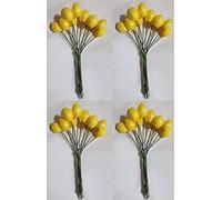 PuntoCasaStore Lot de 48 fleurs artificielles, citron, fleur de citronnier, jaune, 1,3 x 1,8 cm, longueur 12 cm, pour bonbonnière, marque-place, composition