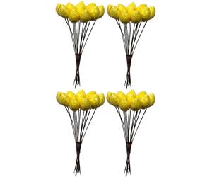 PuntoCasaStore Lot de 48 fleurs artificielles, citron, fleur de citronnier, jaune, 1,3 x 1,8 cm, longueur 12 cm, pour bonbonnière, marque-place, composition
