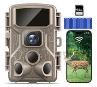 Punvoe Caméra de chasse WiFi 6K 64MP - Vision nocturne, activation de mouvement, étanchéité IP67, grand angle de 130° - Caméra de jeu extérieure sans fil