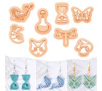 Puocaon Mystic Polymer Clay Cutters - 8 Pcs Boho Clay Earring Cutters, Mystic Cats Clay Jewelry Cutters, Dragonfly Clay Cutters for Jewelry Making, Lotus Moon Cutters for Clay Earrings Making