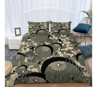 PUOJIEAT Housse de Couette 140x200 Camouflage Militaire Parures de Lit 3D Imprimée Douce Literie Set Parachutisme Microfibre Housse de Couette 1 Personne avec 1 x Taie d'oreiller 65x65 cm e.6468