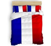 PUOJIEAT Housse de Couette 140x200 Drapeau Français, 3D Imprimée Doux Microfibre Parures de Lit Drapeau Français Housse de Couette 1 Personne avec 1 x Taie d'oreiller 65x65 cm w.1526