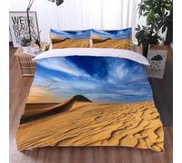PUOJIEAT Housse de Couette 200x200 Désert Parure de Lit Paysage Naturel 3D Imprimée Microfibre Housse Couette 2 Personnes Désert avec Taies d'oreiller YUH3307