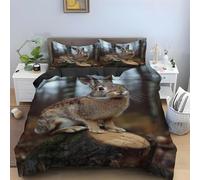 PUOJIEAT Housse de Couette 200x200 Lapin Animal Parures de Lit 3D Imprimée Douce Literie Set Lapin Réversible Microfibre Housses de Couettes 2 Personnes avec 2 x Taie d'oreiller 65x65 cm r.7976