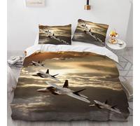 PUOJIEAT Housse de Couette 220x240 Avion Parures de Lit 3D Imprimée Douce Literie Set Avion Volant Microfibre Housses de Couettes 2 Personnes avec 2 x Taie d'oreiller 65x65 cm r.4070