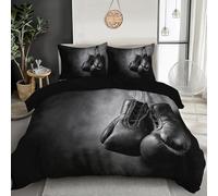 PUOJIEAT Housse de Couette 220x240 Thème de Boxe Noire Parures de Lit 3D Imprimée Douce Literie Set Boxe Réversible Microfibre Housses de Couettes 2 Personnes avec 2 x Taie d'oreiller 65x65 cm r.467