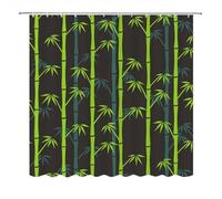 PUOJIEAT Rideau de Douche 3D Bambou, Rideau Salle de Bain Forêt de Bambous Rideaux Douche Anti Moisissure Polyester Lavable pour Salle de Bain avec 8 Crochets, 100 x 200 cm 5051-FG