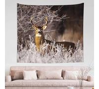 PUOJIEAT Tapisserie Murale Cerf Tenture Murale Forêt 3D Tapisseries Decoration Murales Tissu Microfibre pour Maison Salon Chambre 150x200 cm 555-GTT