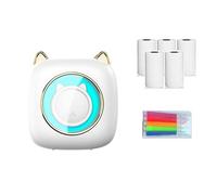 Puooifrty 1 Set Mini Imprimante D'Étiquettes Thermiques de Poche Imprimante Photo Portable Intelligente Imprimante de Mauvaise Question ABS avec Papier Thermique + Couleur