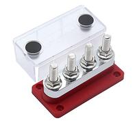 Puooifrty 600A Bus Bar 4-Stud (3/8 Pouces) M10 High Current Copper Busbar Terminal Block Marine DC 12V 24V 48V avec Cover(Rouge)