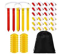 Puooifrty Ensemble ceinture de football et drapeaux pour 24 joueurs avec 24 ceintures, 72 drapeaux, 18 avec sac de transport, drapeau en PVC rouge et jaune pour l'entraînement des adolescents