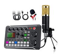 Puooifrty Kit de carte son portable pour PC, accessoires de microphone à condensateur, carte son en direct