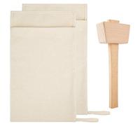 Puooifrty Lot de 2 et 1 maillet à Glace réutilisables en Toile avec maillet en Bois pour Maison, fête, Bar