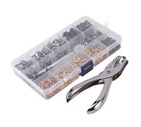 Puooifrty Lot de 300 rivets en cuir à double capuchon - Rivets tubulaires en métal avec pince perforatrice - Kit de fixation pour le bricolage du cuir