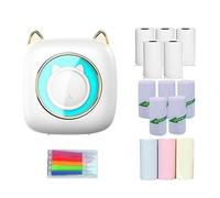 Puooifrty Mini Imprimante D'Étiquettes Thermiques Imprimante Photo Portable Intelligente Imprimante à Mauvaise Question avec Papier Thermique + Papier Adhésif + Papier de Couleur + Kit de Stylos de Co