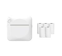 Puooifrty Mini Imprimante D'éTiquettes Thermiques Portable ÉTudiant Mauvaise Question Photo Imprimante de Codes à Barres Imprimante D'éTiquettes avec Papier Thermique Blanc