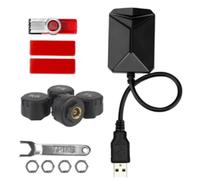 Puooifrty Système d'alarme TPMS avec 4 capteurs, système d'alarme USB Android Auto TPMS Transmission sans Surveillance des pneus (externe) Installation facile