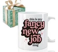 Puouoonyi Tasse « This is My Fancy New Job » - 325 ml - Cadeau de promotion d'emploi pour femme, cadeau de départ - Cadeau d'adieu à un collègue