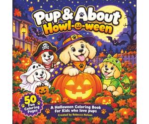 Pup & About Howl-o-ween: A Halloween Dog Coloring Book for Kids Ages 4-8: 50 Cute Puppy Coloring Pages of Costumes, Pumpkins & Trick-or-Treat Scenes - Boo Basket Gift for Boys and Girls Who Love Dogs