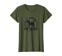 Pup Culture : Collection d'icônes de Divertissement pour Les Amoureux des Chiens T-Shirt, Femme, Olive, L