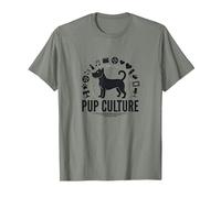 Pup Culture : Collection d'icônes de Divertissement pour Les Amoureux des Chiens T-Shirt, Homme, Vert Kaki chiné, L