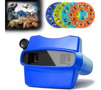 Pup Go 3D ViewFinder pour Enfants À partir de 3 Ans, 4 bobines - Dinosaures, Animaux, Océan et Espace, 28 Images HD, visionneuse de Diapositives rétro Classique, Jouet éducatif STEM (Bleu)