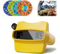 Pup Go 3D ViewFinder pour Enfants À partir de 3 Ans, 4 bobines - Dinosaures, Animaux, Océan et Espace, 28 Images HD, visionneuse de Diapositives rétro Classique, Jouet éducatif STEM (Jaune)
