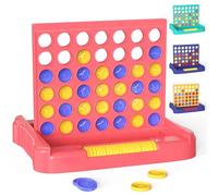 Pup Go 4 en Ligne, Jeu de Société Familial pour Enfants & Adultes dès 3 Ans, Jeu de Stratégie Éducatif, Jeu de Voyage Portable pour 2 Joueurs, Design Pliable avec 6 Jetons de Rechange (Rose)