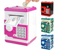 Pup Go Tirelire Digitale ATM pour Enfants de 3-12 Ans, Cadeau de Noël pour Filles, Coffre-Fort Rose à Code Secret, Papier à Défilement Automatique, Grande Capacité, Tirelire Éducative Parfaite (Rose)